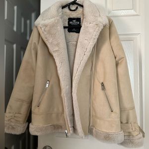 Suede cream moto jacket